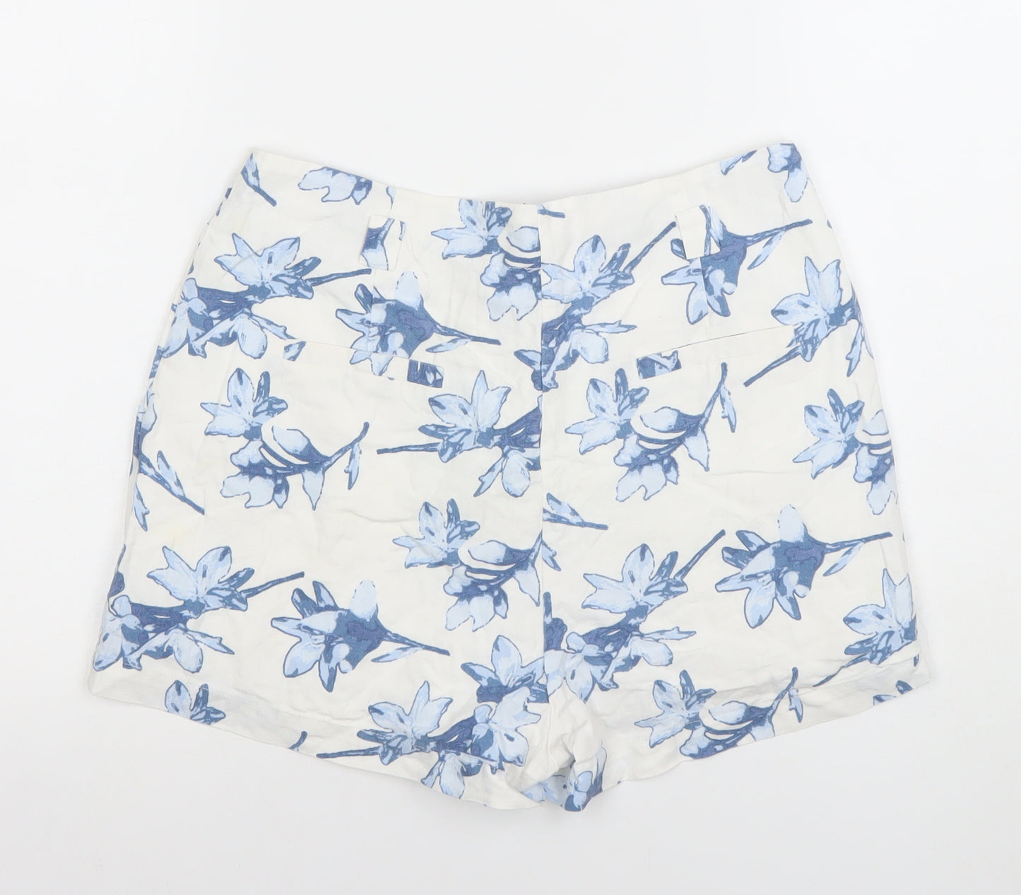 Joie Womens White Blue Floral Chino Shorts XS Cotton Silk