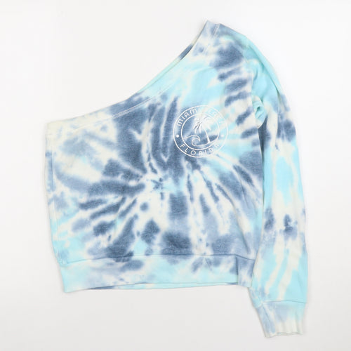 Ocean Drive Women Blue Tie Dye One Shoulder Sweatshirt Size S