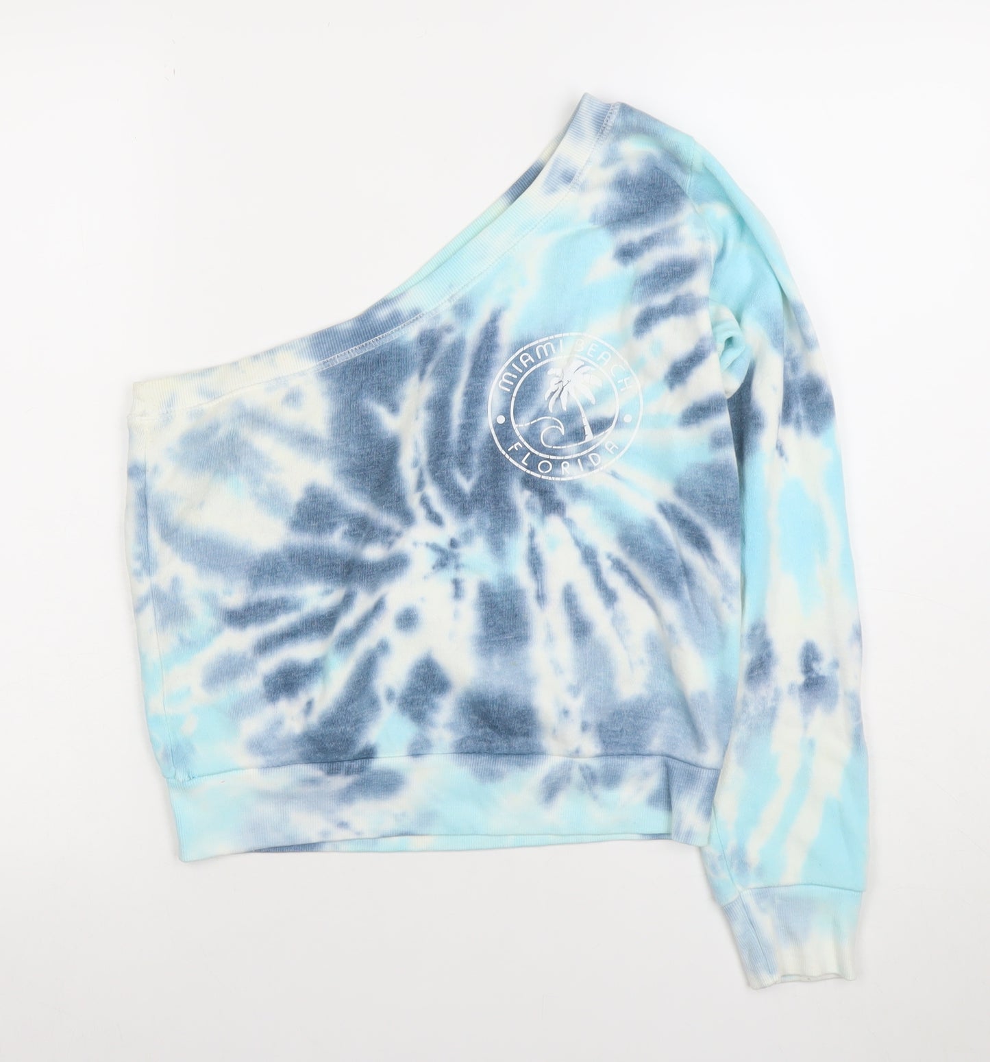 Ocean Drive Women Blue Tie Dye One Shoulder Sweatshirt Size S