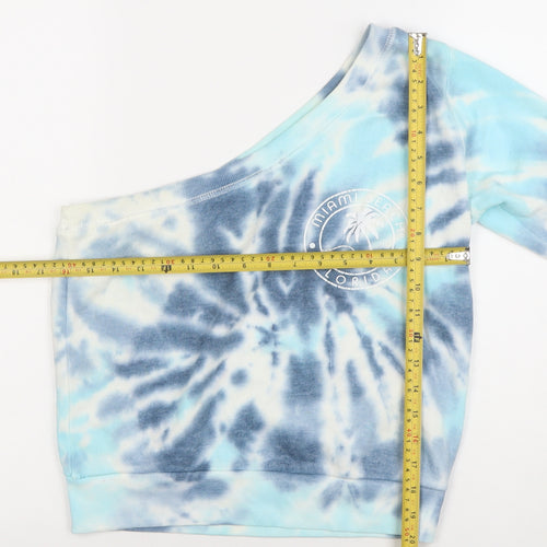 Ocean Drive Women Blue Tie Dye One Shoulder Sweatshirt Size S
