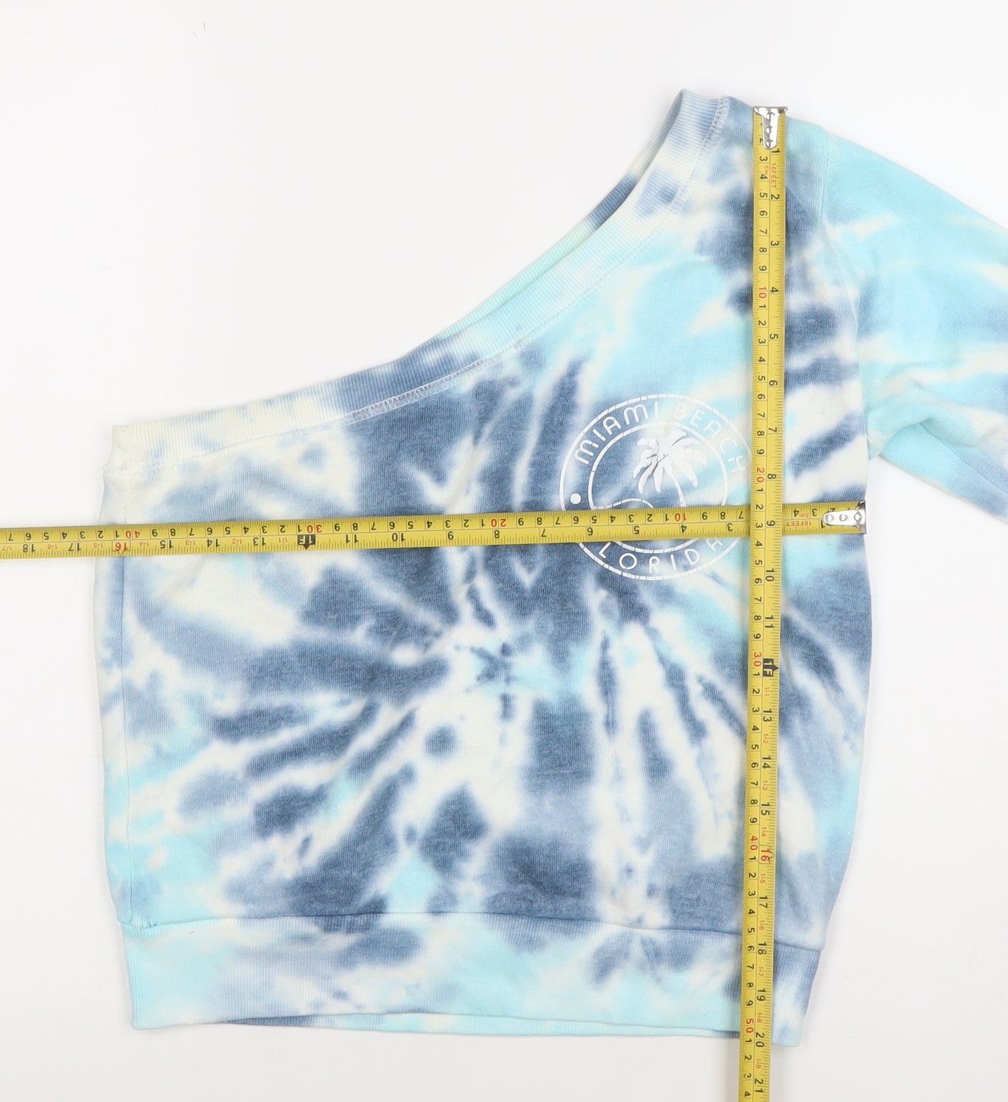 Ocean Drive Women Blue Tie Dye One Shoulder Sweatshirt Size S