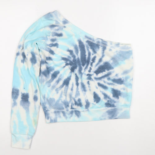 Ocean Drive Women Blue Tie Dye One Shoulder Sweatshirt Size S