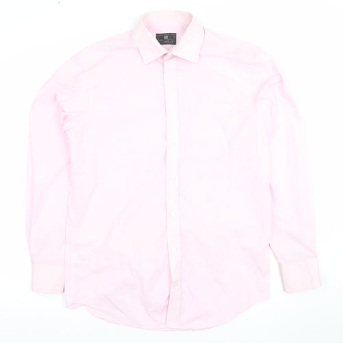 Marks and Spencer Mens Pink Regular Fit Long Sleeve Formal Shirt 15in 38cm