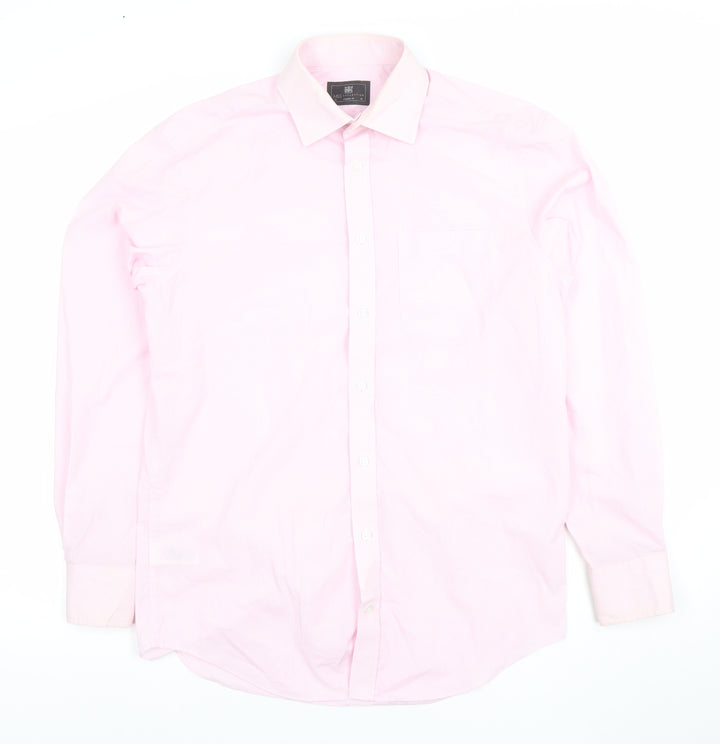 Marks and Spencer Mens Pink Regular Fit Long Sleeve Formal Shirt 15in 38cm