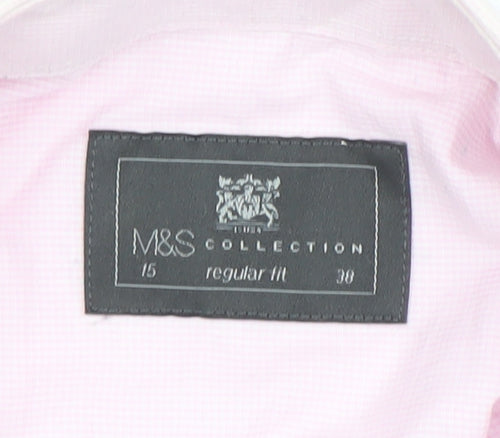 Marks and Spencer Mens Pink Regular Fit Long Sleeve Formal Shirt 15in 38cm