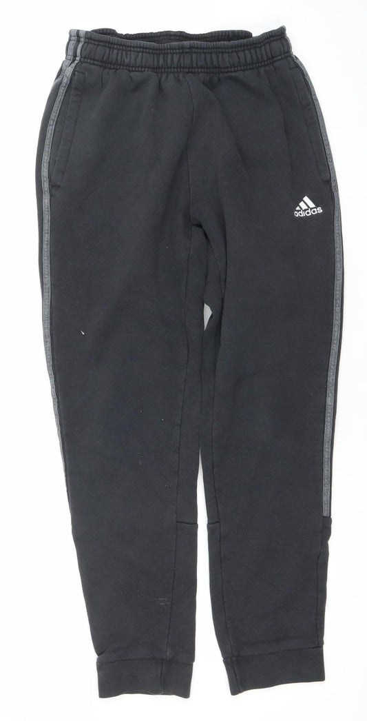 adidas Men's Black Jogger Sweatpants Small Fleece Tapered Trousers