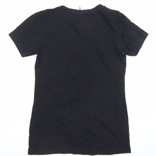 Ideal by Next Level Women's Black Baby Shark V-Neck Cotton T-Shirt Size S
