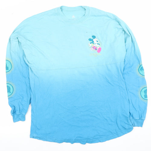 Disney Women’s Blue Long Sleeve XS Mickey Mouse Ombre T-Shirt