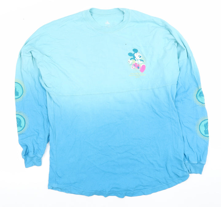 Disney Women’s Blue Long Sleeve XS Mickey Mouse Ombre T-Shirt
