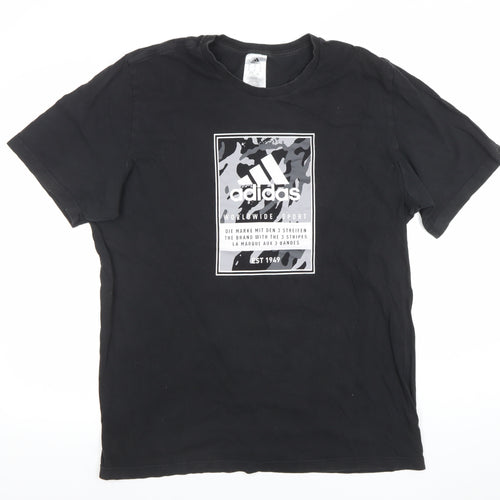 Adidas Mens Black XL Graphic Logo Short Sleeve Cotton T-Shirt