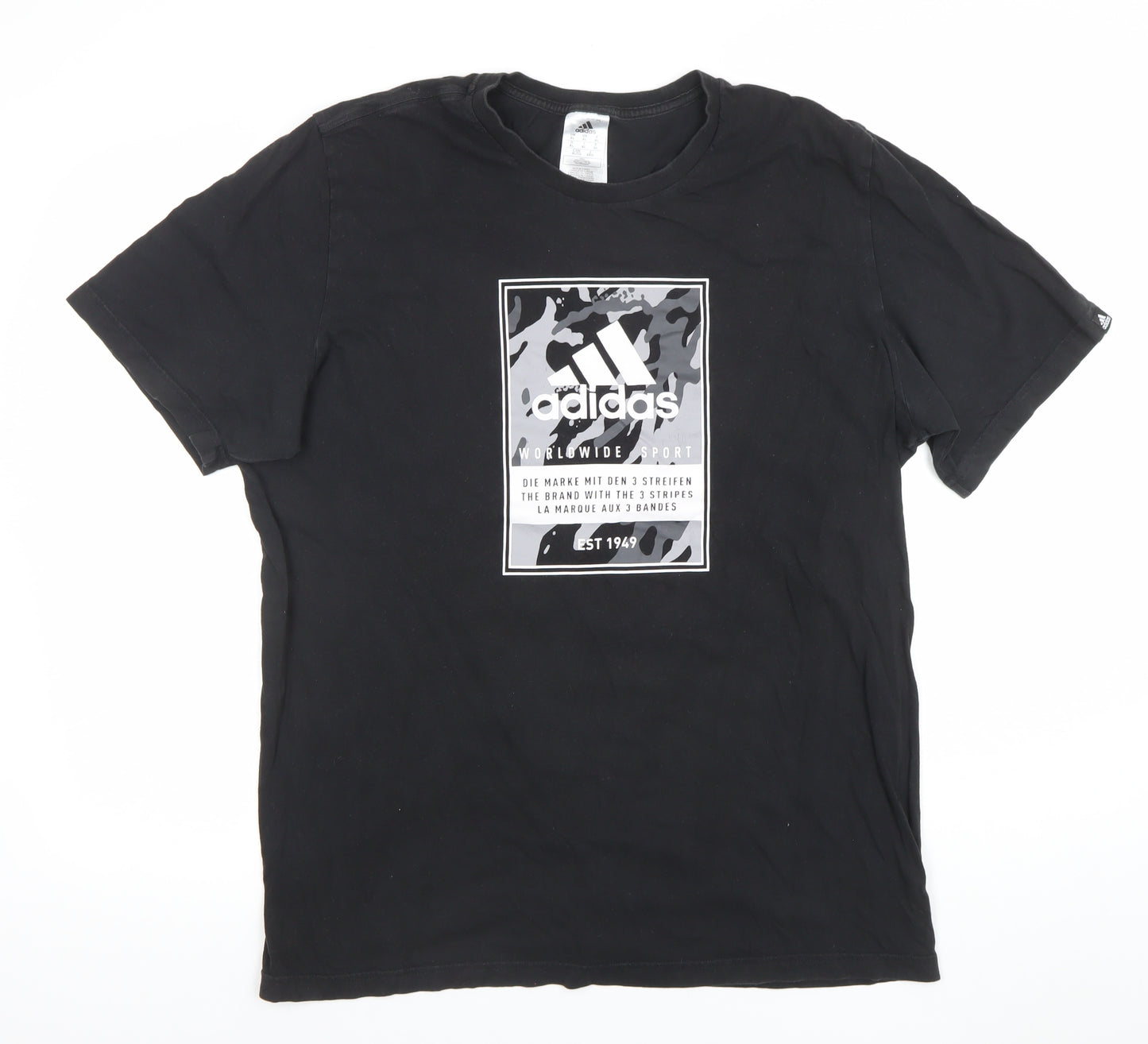 Adidas Mens Black XL Graphic Logo Short Sleeve Cotton T-Shirt