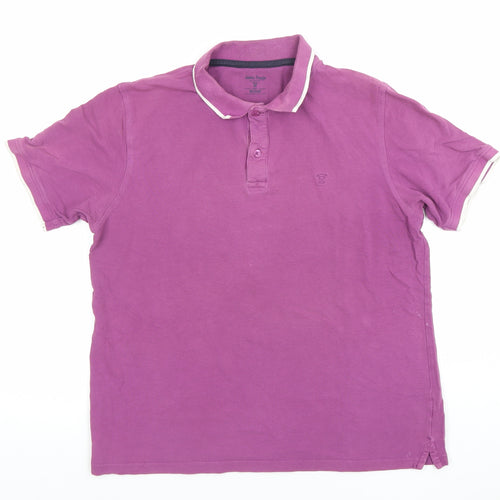 James Pringle Men’s Purple Cotton Polo Shirt Size M Short Sleeve