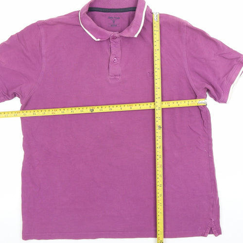James Pringle Men’s Purple Cotton Polo Shirt Size M Short Sleeve