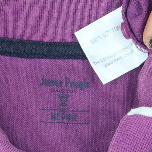 James Pringle Men’s Purple Cotton Polo Shirt Size M Short Sleeve