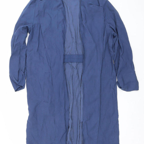 Dunnes Women’s Blue Long Coatigan L Lightweight Open Trench Style