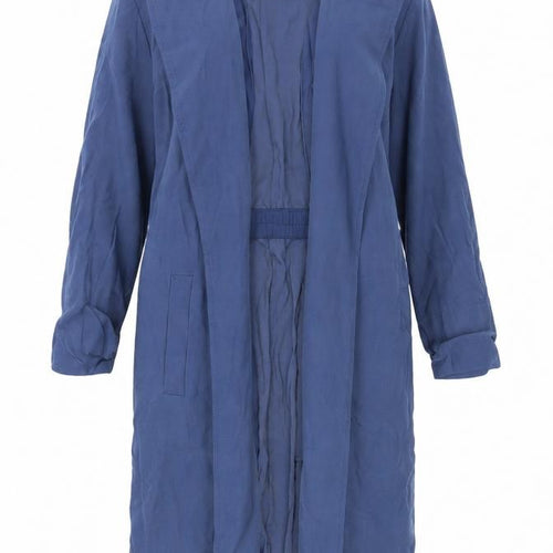 Dunnes Women’s Blue Long Coatigan L Lightweight Open Trench Style
