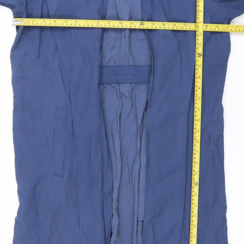 Dunnes Women’s Blue Long Coatigan L Lightweight Open Trench Style
