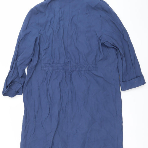 Dunnes Women’s Blue Long Coatigan L Lightweight Open Trench Style