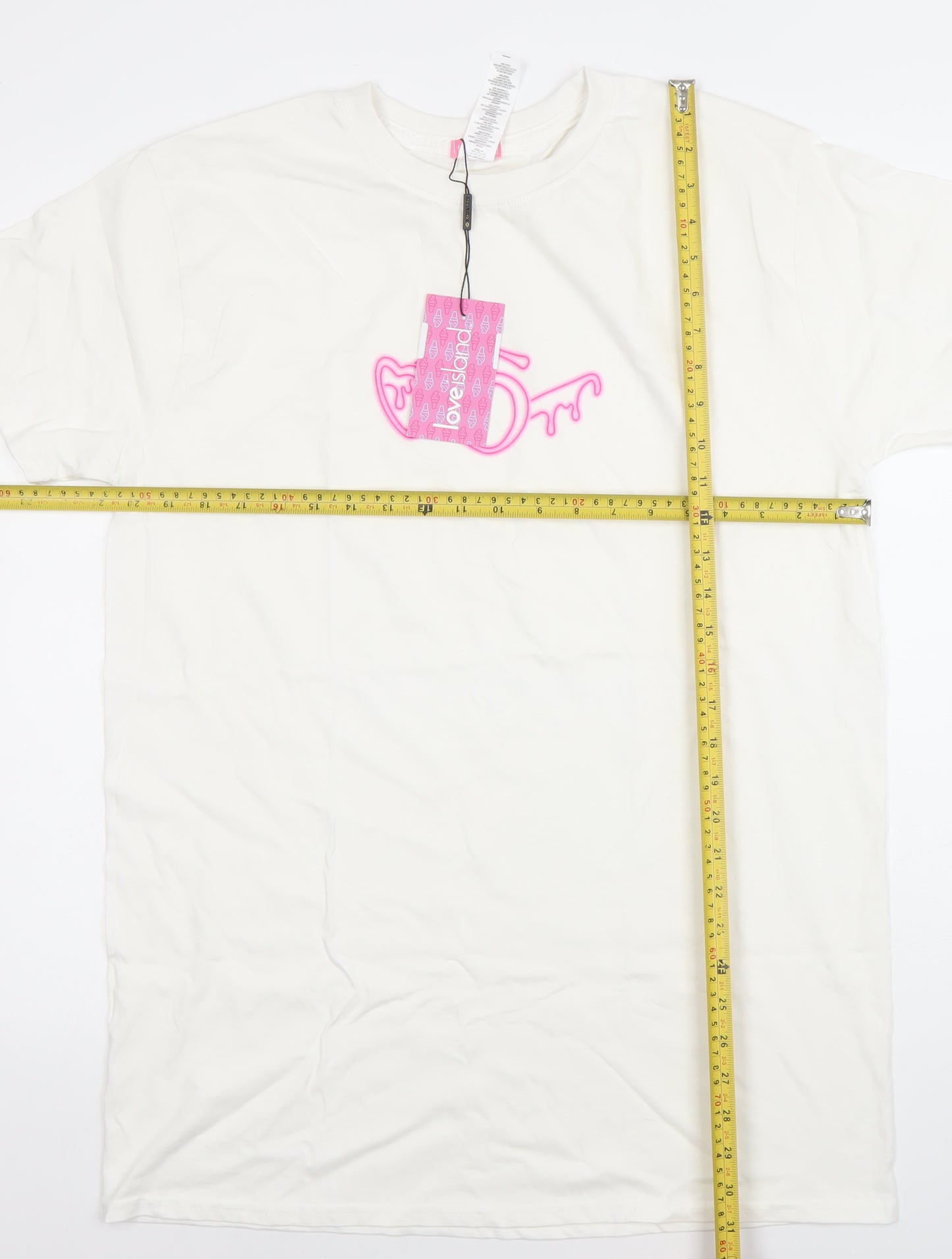Love Island Women’s White Cotton T-Shirt Dress Size S Crew Neck Short Sleeve