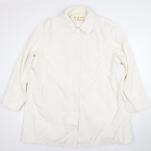 YAZZ Women’s White Long Rain Coat Size 24 Polyester Lined