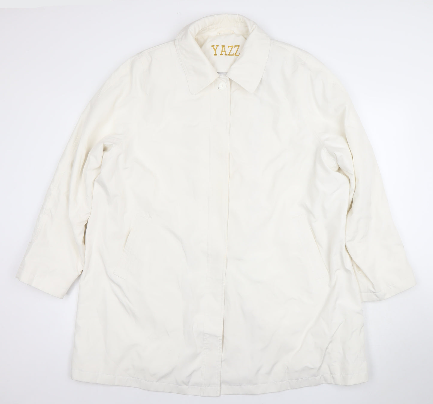 YAZZ Women’s White Long Rain Coat Size 24 Polyester Lined