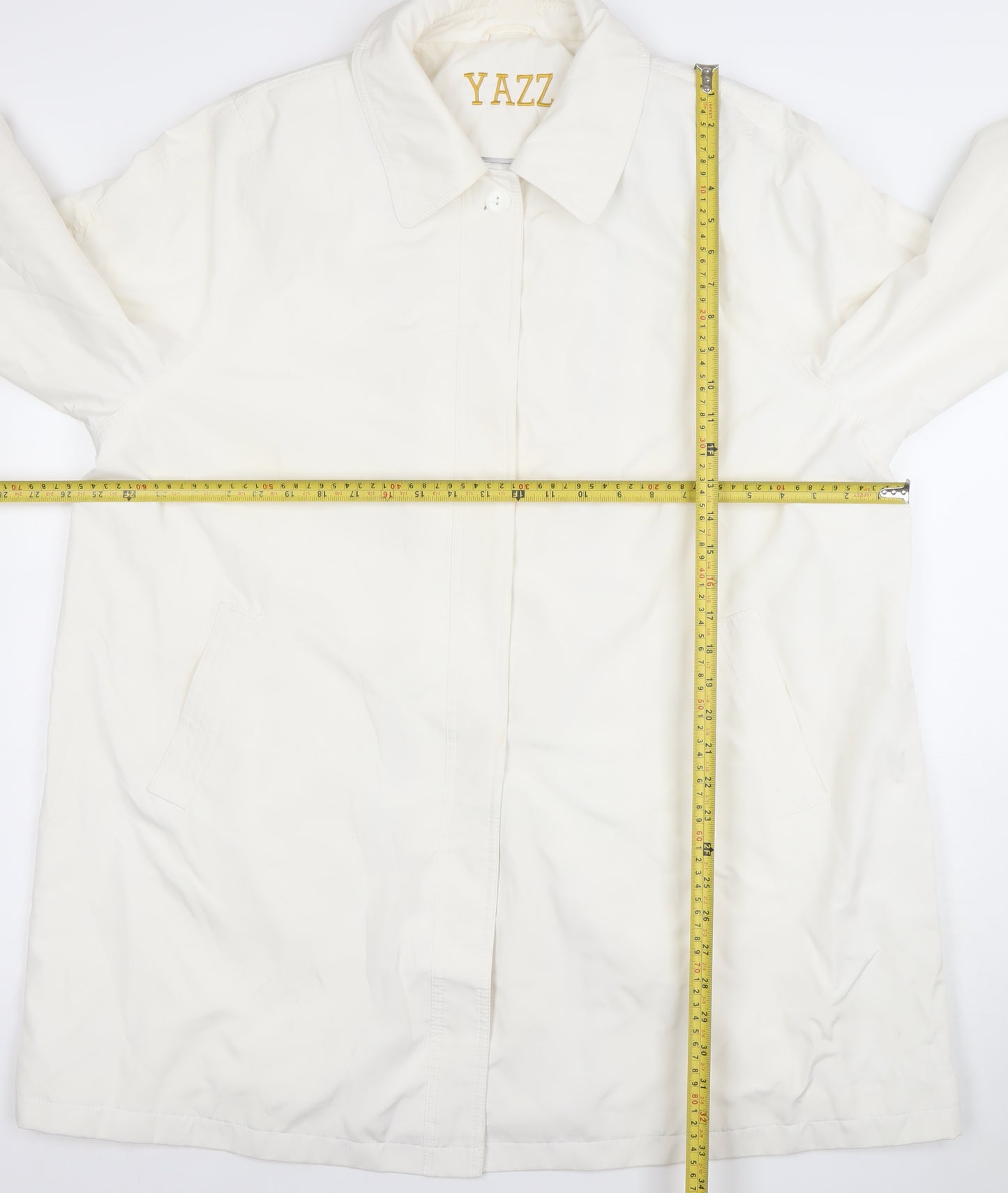 YAZZ Women’s White Long Rain Coat Size 24 Polyester Lined