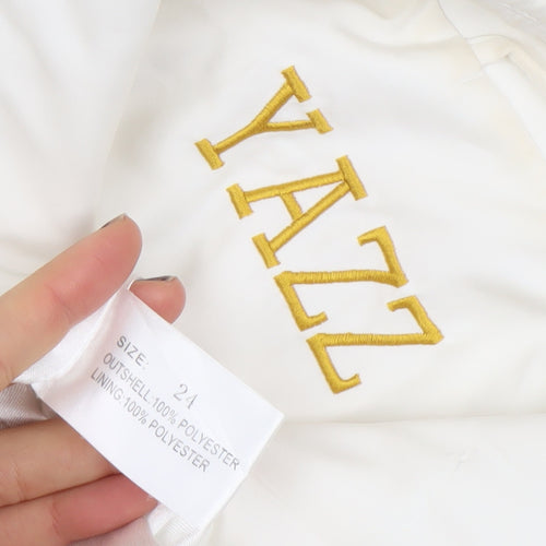 YAZZ Women’s White Long Rain Coat Size 24 Polyester Lined