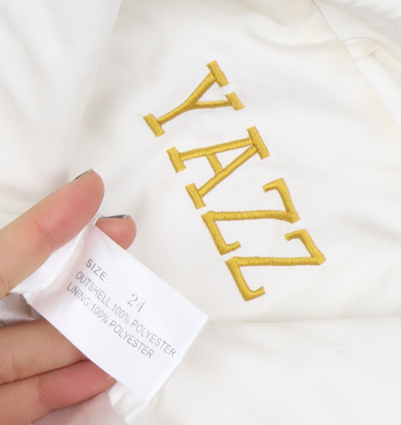 YAZZ Women’s White Long Rain Coat Size 24 Polyester Lined