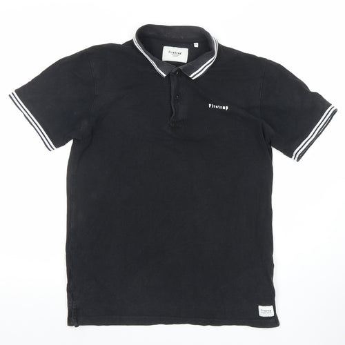 Firetrap London Men's Black Short Sleeve Cotton Polo Shirt Size S
