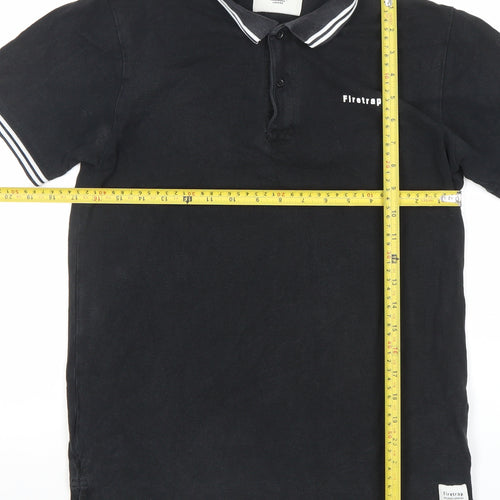 Firetrap London Men's Black Short Sleeve Cotton Polo Shirt Size S