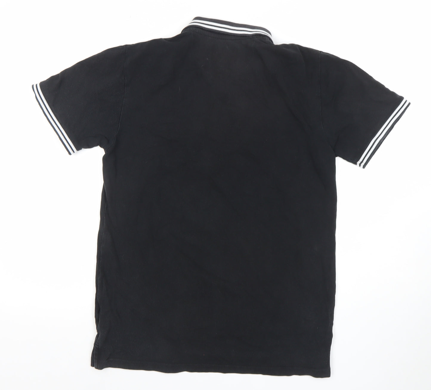 Firetrap London Men's Black Short Sleeve Cotton Polo Shirt Size S