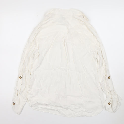 Vero Moda Women’s White Collared Long Sleeve Button-Up Shirt Size M