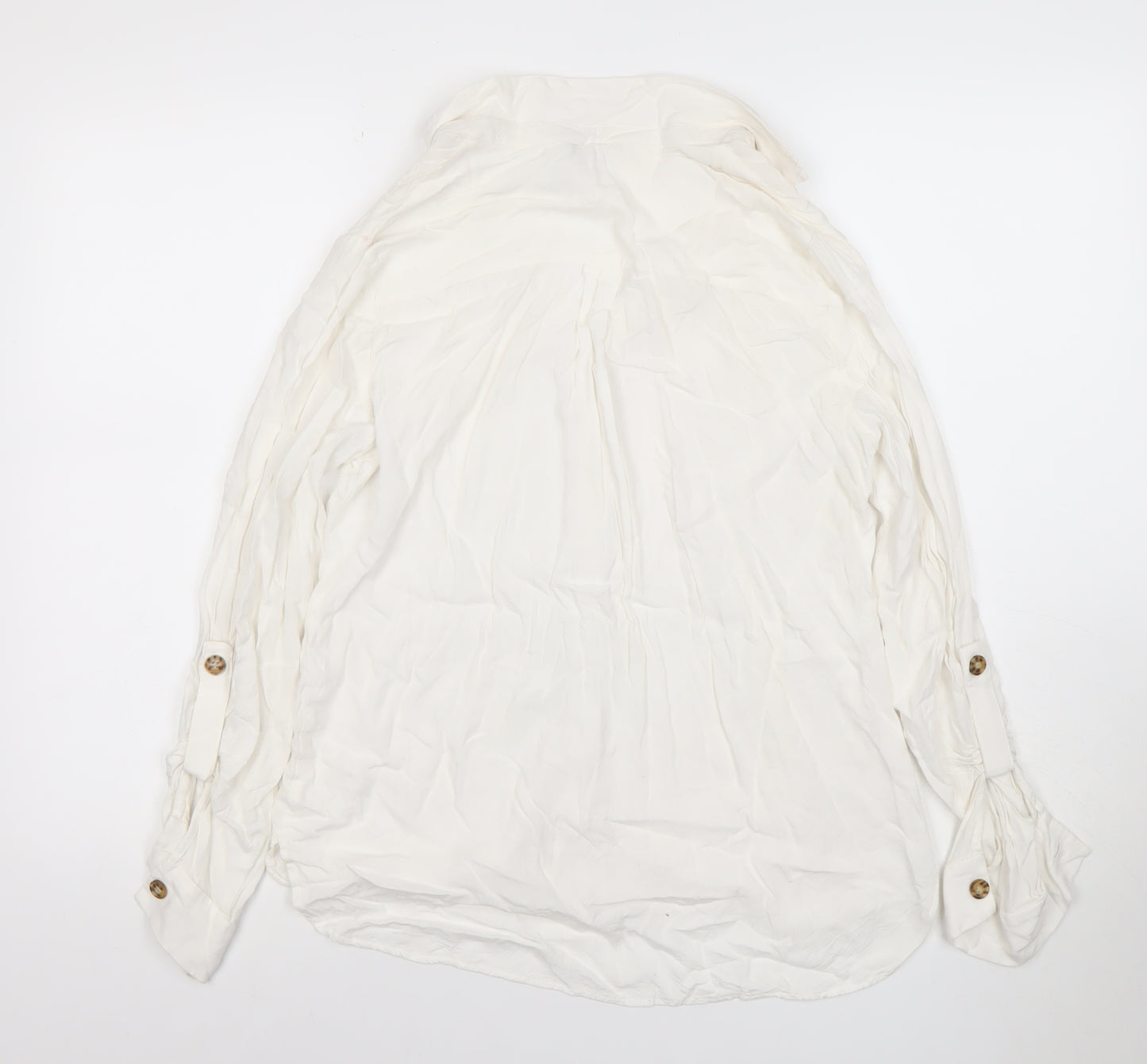 Vero Moda Women’s White Collared Long Sleeve Button-Up Shirt Size M