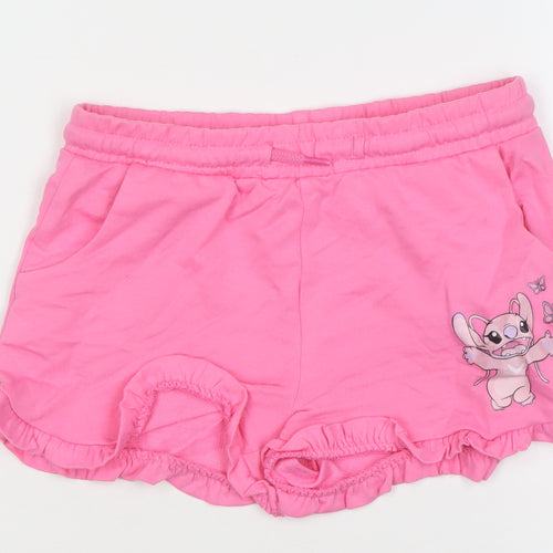 Disney Girls Pink Stitch Sweat Shorts 9 Years Elastic Waist Casual Summer