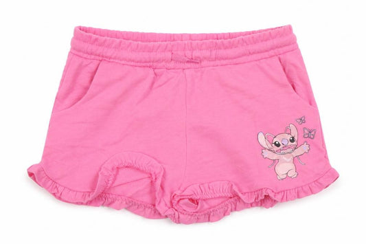 Disney Girls Pink Stitch Sweat Shorts 9 Years Elastic Waist Casual Summer