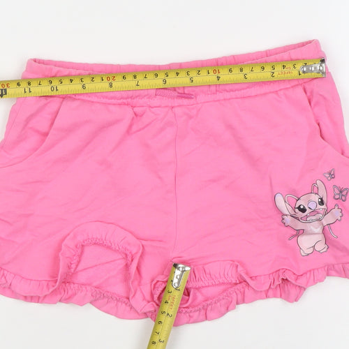 Disney Girls Pink Stitch Sweat Shorts 9 Years Elastic Waist Casual Summer