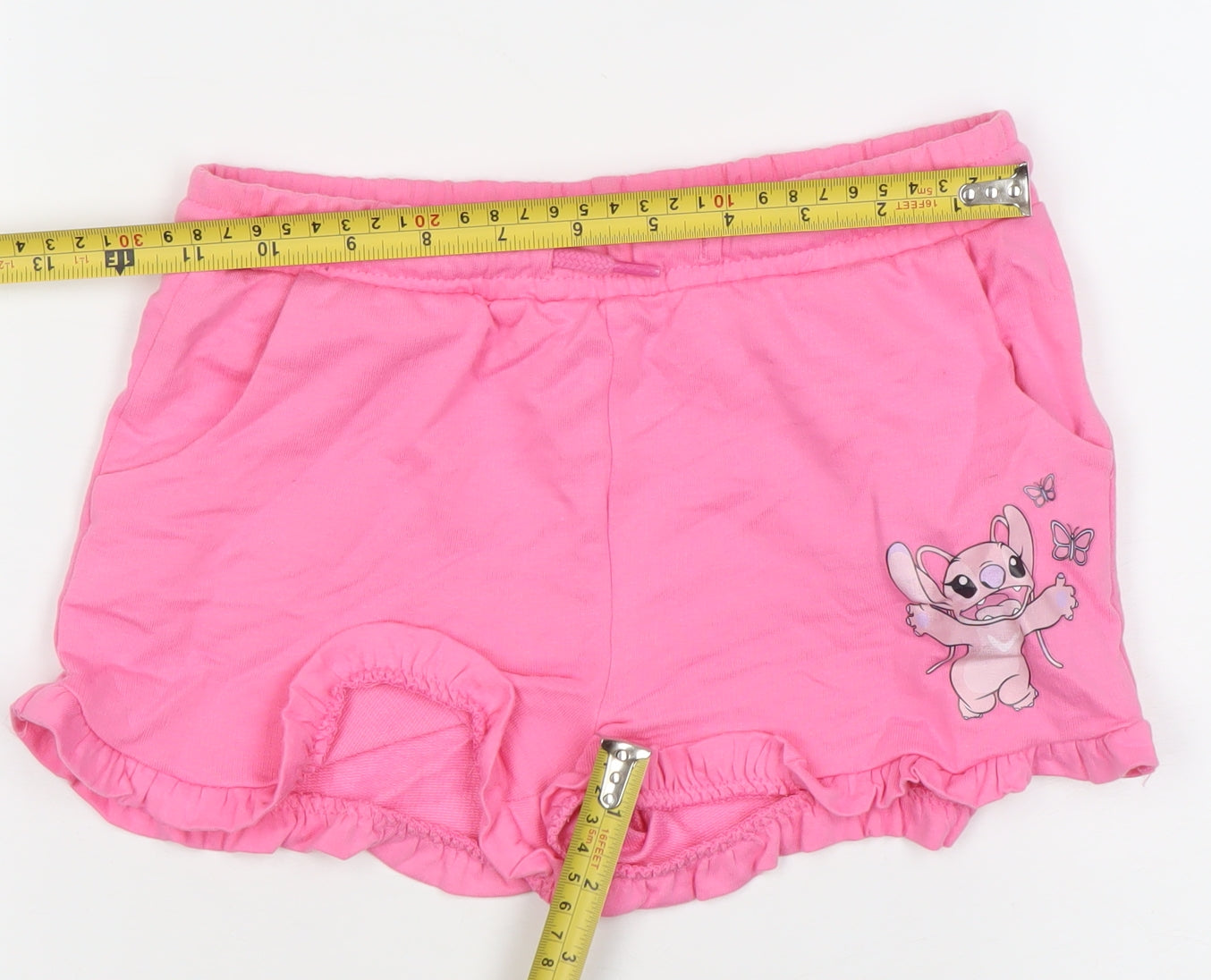 Disney Girls Pink Stitch Sweat Shorts 9 Years Elastic Waist Casual Summer
