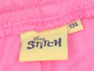 Disney Girls Pink Stitch Sweat Shorts 9 Years Elastic Waist Casual Summer