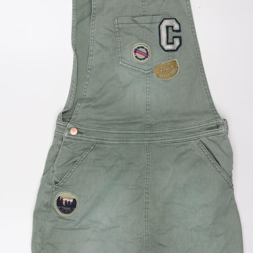 Marks and Spencer Girls Green Pinafore Dress 12-13 Years Embroidered Casual