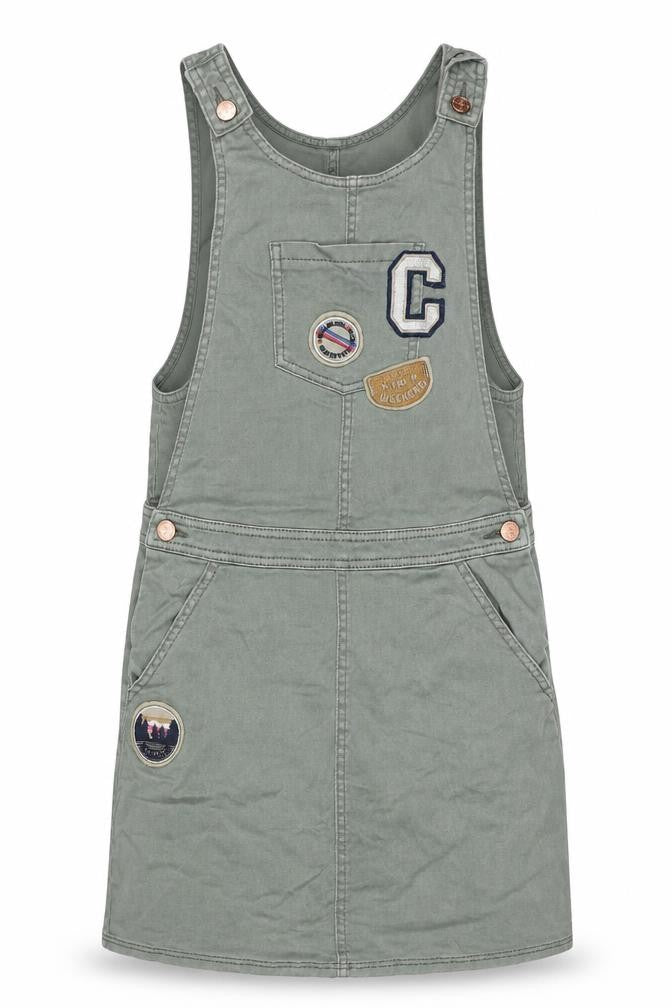 Marks and Spencer Girls Green Pinafore Dress 12-13 Years Embroidered Casual