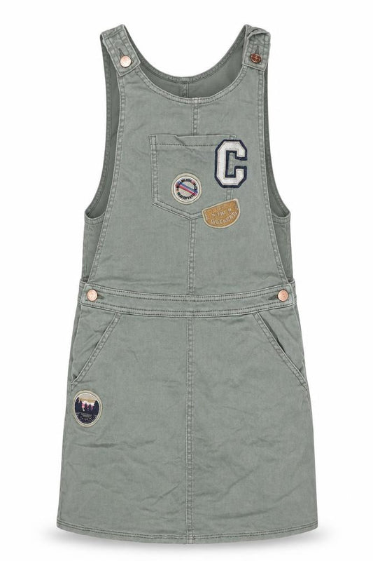Marks and Spencer Girls Green Pinafore Dress 12-13 Years Embroidered Casual