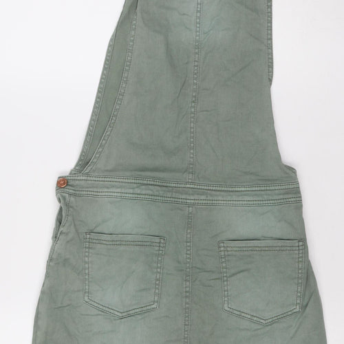 Marks and Spencer Girls Green Pinafore Dress 12-13 Years Embroidered Casual