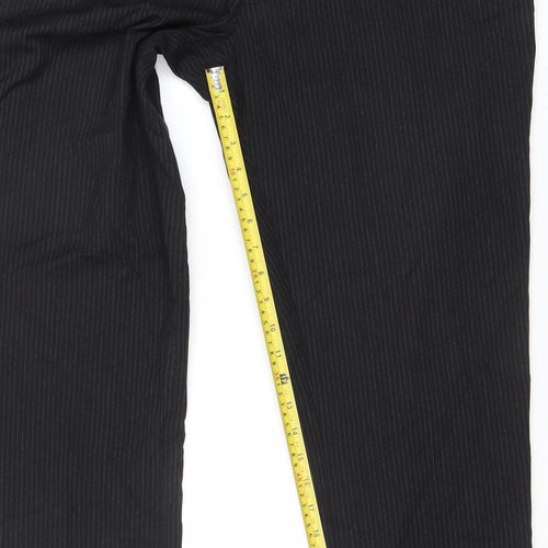 Next Men Black Regular Fit Pinstripe Dress Trousers 36L