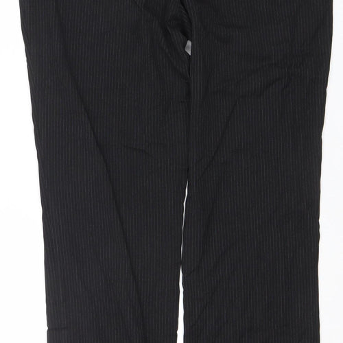 Next Men Black Regular Fit Pinstripe Dress Trousers 36L