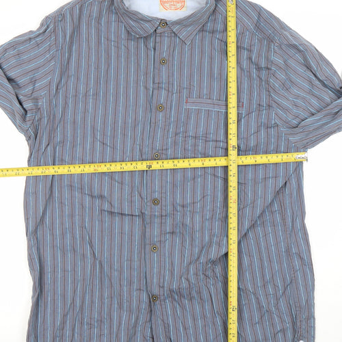 Mantaray Men's Blue Striped Cotton Long Sleeve Dress Shirt Size L