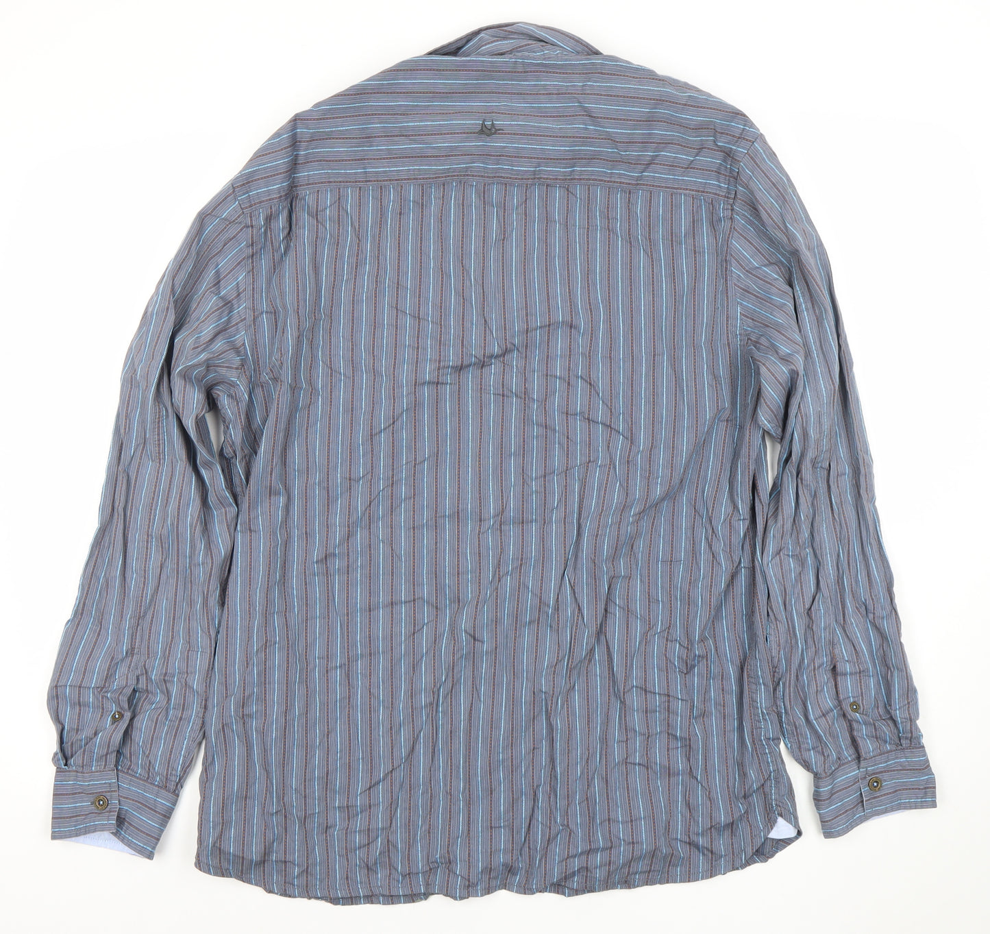Mantaray Men's Blue Striped Cotton Long Sleeve Dress Shirt Size L