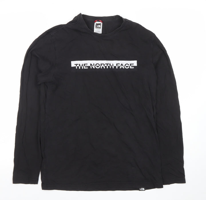 The North Face Men's Black Long Sleeve Logo Cotton T-Shirt Size S