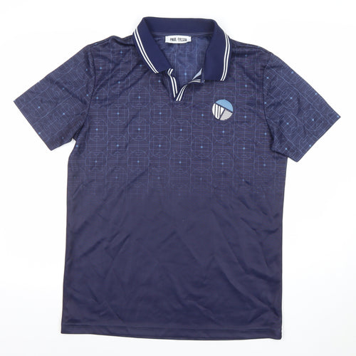 Paul Galvin Mens Blue Geometric Polo Shirt Large 105cm Chest