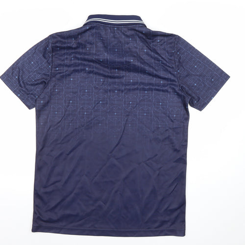Paul Galvin Mens Blue Geometric Polo Shirt Large 105cm Chest