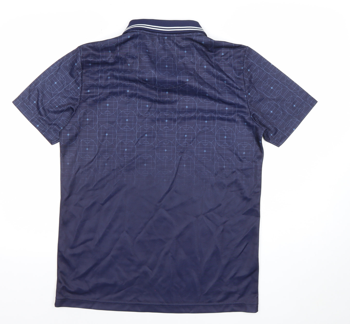 Paul Galvin Mens Blue Geometric Polo Shirt Large 105cm Chest